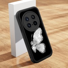 HONTINGA Vivo X200 Pro ile Uyumlu Kılıfı Düşüme Önleyici Basitlik Anti Düşme Kamera Korumali Şirin Kedi Siyah Kelebek Desen Yumuşak Silikon Telefon Kılıfı Kadın ve Erkek Için Uygundur K2-0262