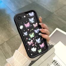 HONTINGA iPhone 16E ile Uyumlu Kılıfı Düşüme Önleyici Basitlik Anti Düşme Kamera Korumali Siyah Küçük Kelebek Desen Yumuşak Silikon Telefon Kılıfı Kadın ve Erkek Için Uygundur K2-0464