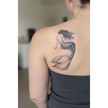 Dövme Kutusu Siyah Beyaz Deniz Kızı Figürlü Suya Dayanıklı Geçici Dövme