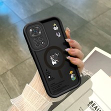 HONTINGA Xiaomi Redmi Note 11 ile Uyumlu Kılıfı Düşüme Önleyici Basitlik Anti Düşme Kamera Korumali Siyah Yaratıcılık Desen Yumuşak Silikon Telefon Kılıfı Kadın ve Erkek Için Uygundur K2-0462