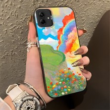 HONTINGA Samsung Galaxy A04E ile Uyumlu Kılıfı Silikon Kenar Sert Arka Düşüme Önleyici Basitlik Anti Düşme Kamera Korumali Gökkuşağı Desen Telefon Kılıfı Kadın ve Erkek Için Uygundur K1-0853