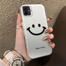 HONTINGA Samsung Galaxy A04 ile Uyumlu Kılıfı Silikon Kenar Sert Arka Düşüme Önleyici Basitlik Anti Düşme Kamera Korumali Gülümseme Desen Telefon Kılıfı Kadın ve Erkek Için Uygundur K1-0861