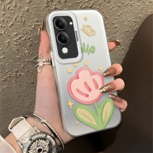 HONTINGA Vivo Y04 ile Uyumlu Kılıfı Silikon Kenar Sert Arka Düşüme Önleyici Basitlik Anti Düşme Kamera Korumali Çiçek Desen Telefon Kılıfı Kadın ve Erkek Için Uygundur K1-0860