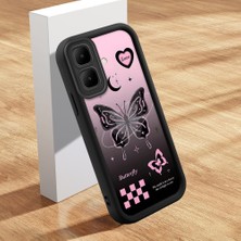 HONTINGA Infinix Smart 10 ile Uyumlu Kılıfı Düşüme Önleyici Basitlik Anti Düşme Kamera Korumali Şirin Kedi Siyah Kelebek Desen Yumuşak Silikon Telefon Kılıfı Kadın ve Erkek Için Uygundur K2-0458