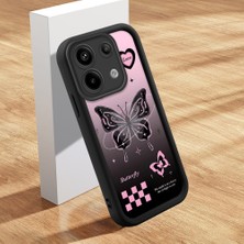 HONTINGA Redmi Note 13 Pro 5g ile Uyumlu Kılıfı Düşüme Önleyici Basitlik Anti Düşme Kamera Korumali Şirin Kedi Siyah Kelebek Desen Yumuşak Silikon Telefon Kılıfı Kadın ve Erkek Için Uygundur K2-0458