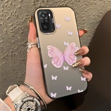 HONTINGA Xiaomi Redmi Note 10S ile Uyumlu Kılıfı Silikon Kenar Sert Arka Düşüme Önleyici Basitlik Anti Düşme Kamera Korumali Pembe Kelebek Desen Telefon Kılıfı Kadın ve Erkek Için Uygundur K1-0862