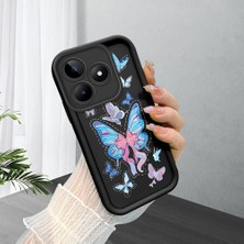 HONTINGA Realme C53 ile Uyumlu Kılıfı Düşüme Önleyici Basitlik Anti Düşme Kamera Korumali Siyah Küçük Kelebek Desen Yumuşak Silikon Telefon Kılıfı Kadın ve Erkek Için Uygundur K2-0464