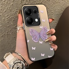 HONTINGA Xiaomi Redmi Note 13 Pro 4g ile Uyumlu Kılıfı Silikon Kenar Sert Arka Düşüme Önleyici Basitlik Anti Düşme Kamera Korumali Kelebek Desen Telefon Kılıfı Kadın ve Erkek Için Uygundur K1-0863