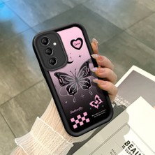 HONTINGA Samsung Galaxy A14 ile Uyumlu Kılıfı Düşüme Önleyici Basitlik Anti Düşme Kamera Korumali Siyah Kelebek Desen Yumuşak Silikon Telefon Kılıfı Kadın ve Erkek Için Uygundur K2-0458