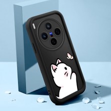 HONTINGA Vivo X300 ile Uyumlu Kılıfı Düşüme Önleyici Basitlik Anti Düşme Kamera Korumali Şirin Kedi Siyah Kedi Desen Yumuşak Silikon Telefon Kılıfı Kadın ve Erkek Için Uygundur K2-0265