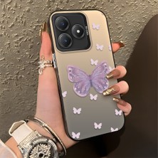 HONTINGA Realme C63 ile Uyumlu Kılıfı Silikon Kenar Sert Arka Düşüme Önleyici Basitlik Anti Düşme Kamera Korumali Kelebek Desen Telefon Kılıfı Kadın ve Erkek Için Uygundur K1-0863