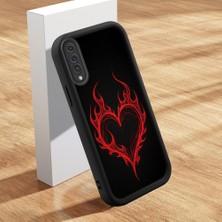 HONTINGA Samsung Galaxy A30S ile Uyumlu Kılıfı Düşüme Önleyici Basitlik Anti Düşme Kamera Korumali Şirin Kedi Siyah Kalp Desen Yumuşak Silikon Telefon Kılıfı Kadın ve Erkek Için Uygundur K2-0257