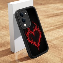 HONTINGA Vivo Y04 ile Uyumlu Kılıfı Düşüme Önleyici Basitlik Anti Düşme Kamera Korumali Şirin Kedi Siyah Kalp Desen Yumuşak Silikon Telefon Kılıfı Kadın ve Erkek Için Uygundur K2-0257