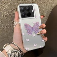 HONTINGA Xiaomi 15T Pro ile Uyumlu Kılıfı Silikon Kenar Sert Arka Düşüme Önleyici Basitlik Anti Düşme Kamera Korumali Kelebek Desen Telefon Kılıfı Kadın ve Erkek Için Uygundur K1-0863