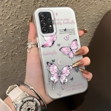 HONTINGA Samsung Galaxy A52 ile Uyumlu Kılıfı Silikon Kenar Sert Arka Düşüme Önleyici Basitlik Anti Düşme Kamera Korumali Kelebek Desen Telefon Kılıfı Kadın ve Erkek Için Uygundur K1-0864