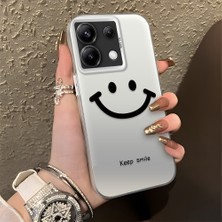 HONTINGA Redmi Note 13 Pro 5g ile Uyumlu Kılıfı Silikon Kenar Sert Arka Düşüme Önleyici Basitlik Anti Düşme Kamera Korumali Gülümseme Desen Telefon Kılıfı Kadın ve Erkek Için Uygundur K1-0861