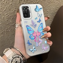 HONTINGA Xiaomi Redmi Note 10S ile Uyumlu Kılıfı Silikon Kenar Sert Arka Düşüme Önleyici Basitlik Anti Düşme Kamera Korumali Kelebek Desen Telefon Kılıfı Kadın ve Erkek Için Uygundur K1-0854