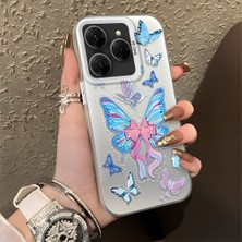 HONTINGA Tecno Spark 20 Pro ile Uyumlu Kılıfı Silikon Kenar Sert Arka Düşüme Önleyici Basitlik Anti Düşme Kamera Korumali Kelebek Desen Telefon Kılıfı Kadın ve Erkek Için Uygundur K1-0854