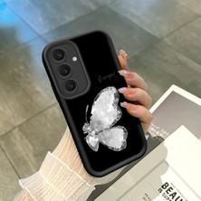 HONTINGA Samsung Galaxy S24 Plus ile Uyumlu Kılıfı Düşüme Önleyici Basitlik Anti Düşme Kamera Korumali Siyah Kelebek Desen Yumuşak Silikon Telefon Kılıfı Kadın ve Erkek Için Uygundur K2-0262