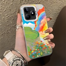 HONTINGA Realme C53 ile Uyumlu Kılıfı Silikon Kenar Sert Arka Düşüme Önleyici Basitlik Anti Düşme Kamera Korumali Gökkuşağı Desen Telefon Kılıfı Kadın ve Erkek Için Uygundur K1-0853