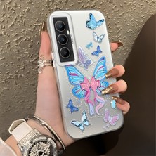 HONTINGA Realme C65 4g ile Uyumlu Kılıfı Silikon Kenar Sert Arka Düşüme Önleyici Basitlik Anti Düşme Kamera Korumali Kelebek Desen Telefon Kılıfı Kadın ve Erkek Için Uygundur K1-0854