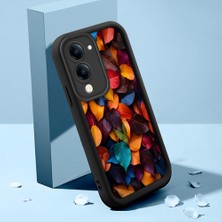 HONTINGA Vivo Y04 ile Uyumlu Kılıfı Düşüme Önleyici Basitlik Anti Düşme Kamera Korumali Şirin Kedi Siyah Çiçek Desen Yumuşak Silikon Telefon Kılıfı Kadın ve Erkek Için Uygundur K2-0260