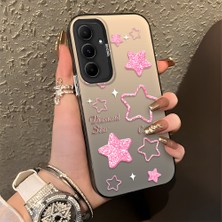 HONTINGA Samsung Galaxy A55 ile Uyumlu Kılıfı Silikon Kenar Sert Arka Düşüme Önleyici Basitlik Anti Düşme Kamera Korumali Renkli Yıldızlar Desen Telefon Kılıfı Kadın ve Erkek Için Uygundur K1-0858