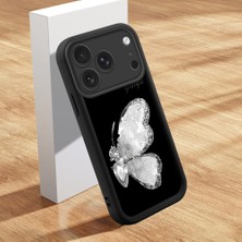 HONTINGA iPhone 17 Pro ile Uyumlu Kılıfı Düşüme Önleyici Basitlik Anti Düşme Kamera Korumali Şirin Kedi Siyah Kelebek Desen Yumuşak Silikon Telefon Kılıfı Kadın ve Erkek Için Uygundur K2-0262