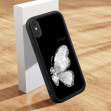 HONTINGA iPhone Xs Max ile Uyumlu Kılıfı Düşüme Önleyici Basitlik Anti Düşme Kamera Korumali Şirin Kedi Siyah Kelebek Desen Yumuşak Silikon Telefon Kılıfı Kadın ve Erkek Için Uygundur K2-0262
