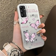 HONTINGA Samsung Galaxy A14 ile Uyumlu Kılıfı Silikon Kenar Sert Arka Düşüme Önleyici Basitlik Anti Düşme Kamera Korumali Kelebek Desen Telefon Kılıfı Kadın ve Erkek Için Uygundur K1-0864