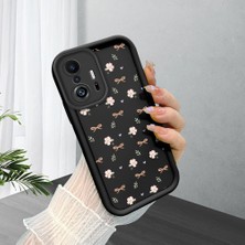 HONTINGA Xiaomi Mi 11T Pro ile Uyumlu Kılıfı Düşüme Önleyici Basitlik Anti Düşme Kamera Korumali Siyah Çiçek Desen Yumuşak Silikon Telefon Kılıfı Kadın ve Erkek Için Uygundur K2-0456