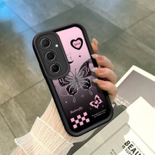 HONTINGA Samsung Galaxy A55 ile Uyumlu Kılıfı Düşüme Önleyici Basitlik Anti Düşme Kamera Korumali Siyah Kelebek Desen Yumuşak Silikon Telefon Kılıfı Kadın ve Erkek Için Uygundur K2-0458