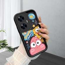 HONTINGA Realme C55 ile Uyumlu Kılıfı Düşüme Önleyici Basitlik Anti Düşme Kamera Korumali Siyah Sünger Bob Desen Yumuşak Silikon Telefon Kılıfı Kadın ve Erkek Için Uygundur K2-0264