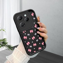 HONTINGA Infinix Hot 40 ile Uyumlu Kılıfı Düşüme Önleyici Basitlik Anti Düşme Kamera Korumali Siyah Kurdele Düğümü Desen Yumuşak Silikon Telefon Kılıfı Kadın ve Erkek Için Uygundur K2-0463