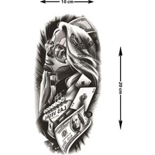 Dövme Kutusu Poker Kartları ve Dolar Temalı Kadın Figürü Geçici Dövme