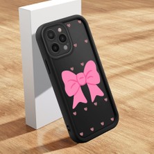 HONTINGA iPhone 13 Pro ile Uyumlu Kılıfı Düşüme Önleyici Basitlik Anti Düşme Kamera Korumali Şirin Kedi Siyah Pembe Papyon Desen Yumuşak Silikon Telefon Kılıfı Kadın ve Erkek Için Uygundur K2-0465