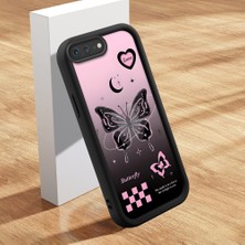 HONTINGA iPhone 8 Plus ile Uyumlu Kılıfı Düşüme Önleyici Basitlik Anti Düşme Kamera Korumali Şirin Kedi Siyah Kelebek Desen Yumuşak Silikon Telefon Kılıfı Kadın ve Erkek Için Uygundur K2-0458