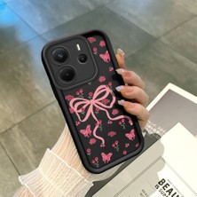HONTINGA Xiaomi Redmi Note 14 4g ile Uyumlu Kılıfı Düşüme Önleyici Basitlik Anti Düşme Kamera Korumali Siyah Kurdele Düğümü Desen Yumuşak Silikon Telefon Kılıfı Kadın ve Erkek Için Uygundur K2-0463