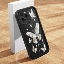 HONTINGA iPhone 11 Pro Max ile Uyumlu Kılıfı Düşüme Önleyici Basitlik Anti Düşme Kamera Korumali Şirin Kedi Siyah Gümüş Kelebek Desen Yumuşak Silikon Telefon Kılıfı Kadın ve Erkek Için Uygundur K2-0459