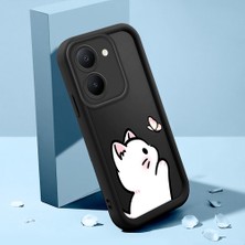 HONTINGA Vivo Y36 5g ile Uyumlu Kılıfı Düşüme Önleyici Basitlik Anti Düşme Kamera Korumali Şirin Kedi Siyah Kedi Desen Yumuşak Silikon Telefon Kılıfı Kadın ve Erkek Için Uygundur K2-0265