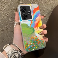 HONTINGA Xiaomi Redmi 13 4g ile Uyumlu Kılıfı Silikon Kenar Sert Arka Düşüme Önleyici Basitlik Anti Düşme Kamera Korumali Gökkuşağı Desen Telefon Kılıfı Kadın ve Erkek Için Uygundur K1-0853
