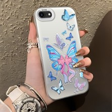 HONTINGA iPhone Se 2022 ile Uyumlu Kılıfı Silikon Kenar Sert Arka Düşüme Önleyici Basitlik Anti Düşme Kamera Korumali Kelebek Desen Telefon Kılıfı Kadın ve Erkek Için Uygundur K1-0854
