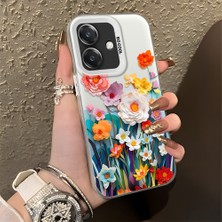 HONTINGA Oppo A3X 5g ile Uyumlu Kılıfı Silikon Kenar Sert Arka Düşüme Önleyici Basitlik Anti Düşme Kamera Korumali Çiçek Desen Telefon Kılıfı Kadın ve Erkek Için Uygundur K1-0859