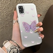 HONTINGA Samsung Galaxy A31 ile Uyumlu Kılıfı Silikon Kenar Sert Arka Düşüme Önleyici Basitlik Anti Düşme Kamera Korumali Kelebek Desen Telefon Kılıfı Kadın ve Erkek Için Uygundur K1-0863
