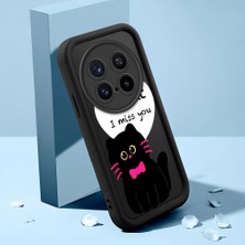 HONTINGA Vivo X200 Pro ile Uyumlu Kılıfı Düşüme Önleyici Basitlik Anti Düşme Kamera Korumali Şirin Kedi Siyah Kedi Desen Yumuşak Silikon Telefon Kılıfı Kadın ve Erkek Için Uygundur K2-0258