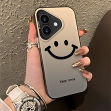 HONTINGA iPhone 17 ile Uyumlu Kılıfı Silikon Kenar Sert Arka Düşüme Önleyici Basitlik Anti Düşme Kamera Korumali Gülümseme Desen Telefon Kılıfı Kadın ve Erkek Için Uygundur K1-0861