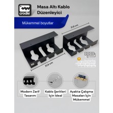 Crodle Masa Altı Kablo Düzenleyici Metal Organizer Sepet - Ofis ve Oyuncu Masası Kablo Kanalı Siyah