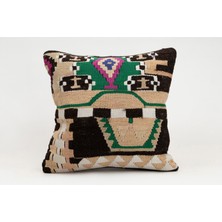 Kilim Wholesale El Yapımı Kilimden Yapılmış Vintage Kırlent Kılıfı, Yün, 40X40 cm