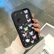 HONTINGA Xiaomi Mi 13T Pro ile Uyumlu Kılıfı Düşüme Önleyici Basitlik Anti Düşme Kamera Korumali Siyah Küçük Kelebek Desen Yumuşak Silikon Telefon Kılıfı Kadın ve Erkek Için Uygundur K2-0464