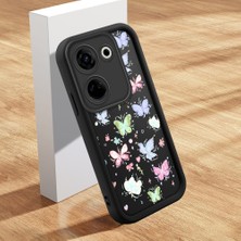 HONTINGA Tecno Camon 20 ile Uyumlu Kılıfı Düşüme Önleyici Basitlik Anti Düşme Kamera Korumali Şirin Kedi Siyah Küçük Kelebek Desen Yumuşak Silikon Telefon Kılıfı Kadın ve Erkek Için Uygundur K2-0464